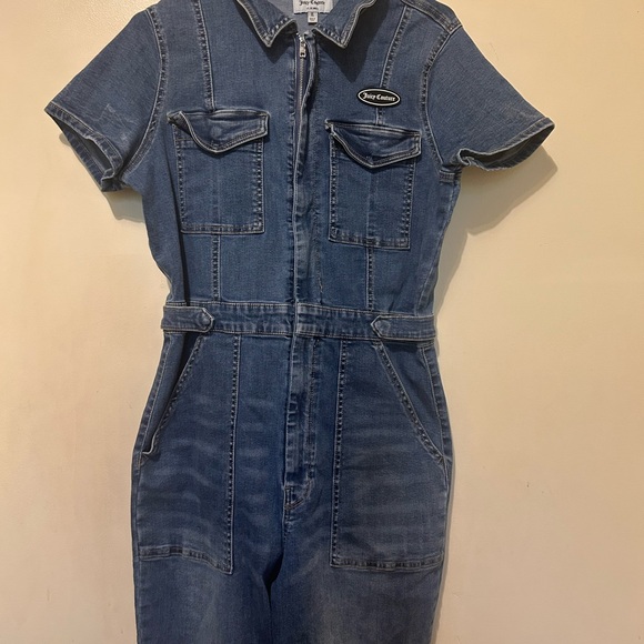 Juicy Couture Denim - Juicy Couture Women’s Denim Jumpsuit Sz L Blue Stretch Y2K